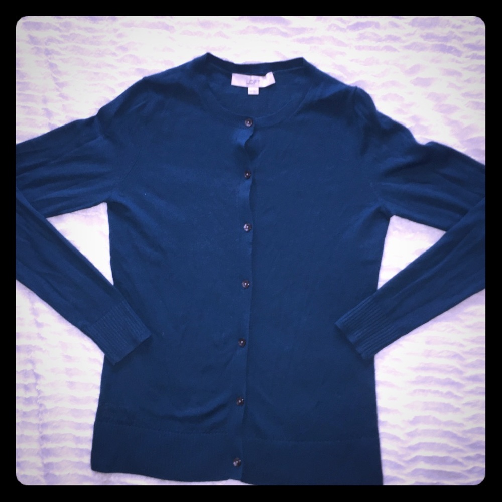 Teal blue LOFT cardigan sweater size xs nwot
